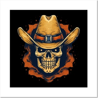 80s Retro Western Cowboy Skull Posters and Art